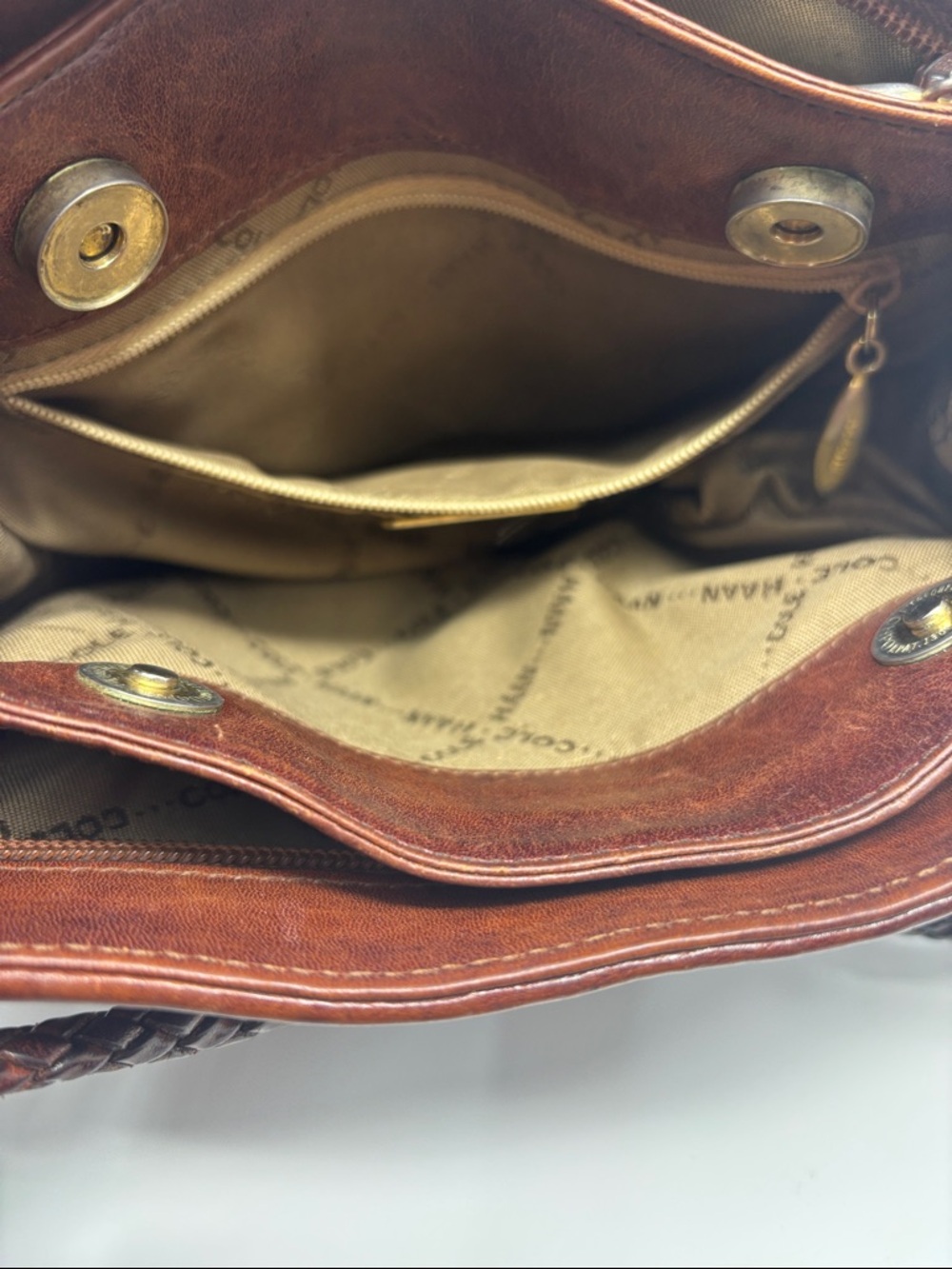 Woven Crossbody Shoulder Bag in Dark Brown Cole Haan - Picture 7 of 9